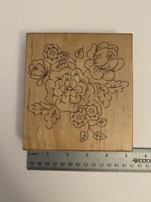 JRL Design V126 Paris Floral Large Wood Mounted Rubber Stamp RS3