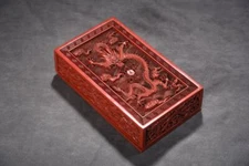 Chinese Antique Vintage Lacquerware Box Dragon Statue Exquisite Keepsake Box Art