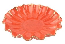 USA Pottery Orange Speckled Ruffled Ceramic Centerpiece Party Bowl 13"