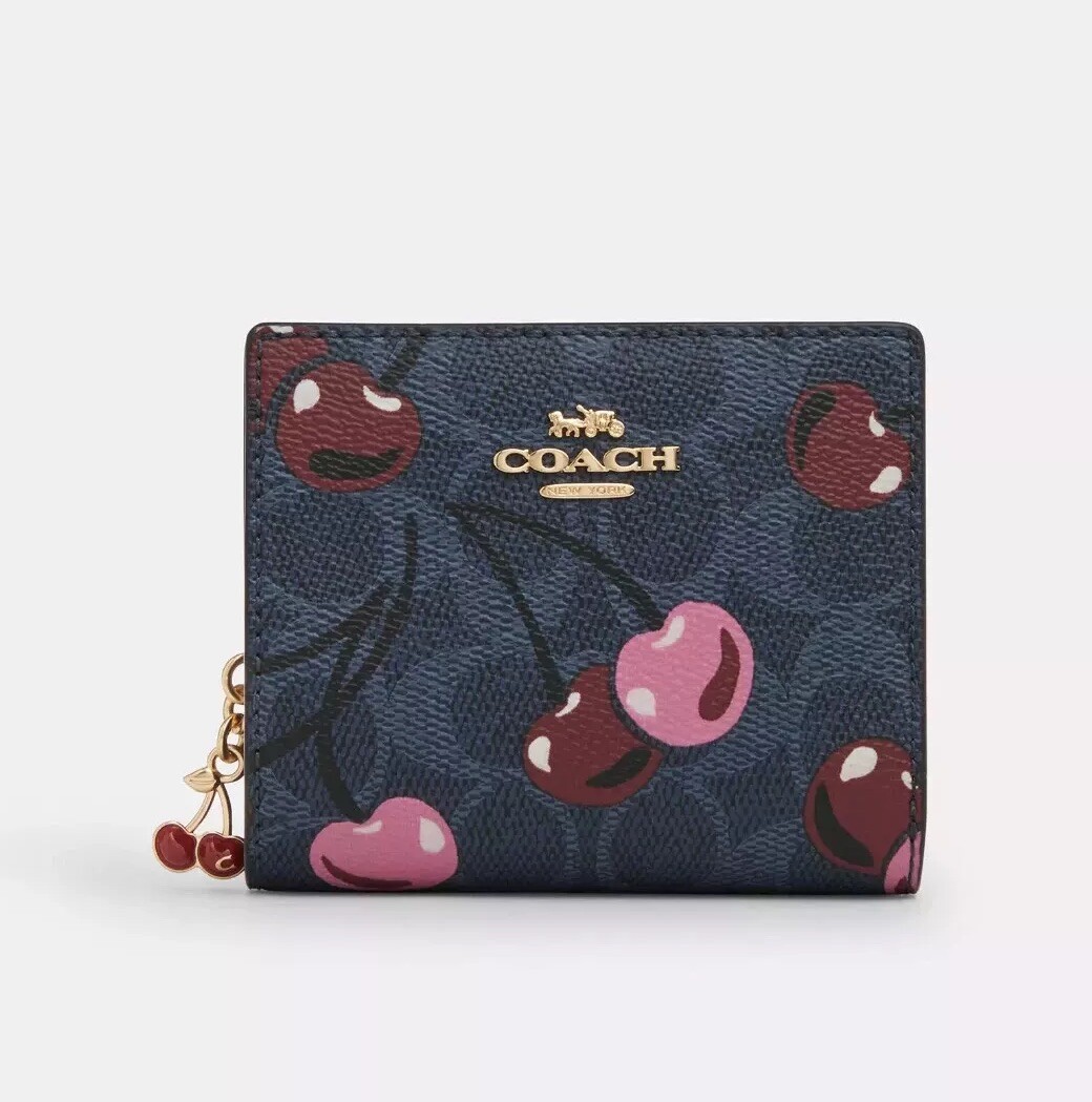 Coach CZ347 Snap Wallet In Signature Canvas With Cherry Print | eBay