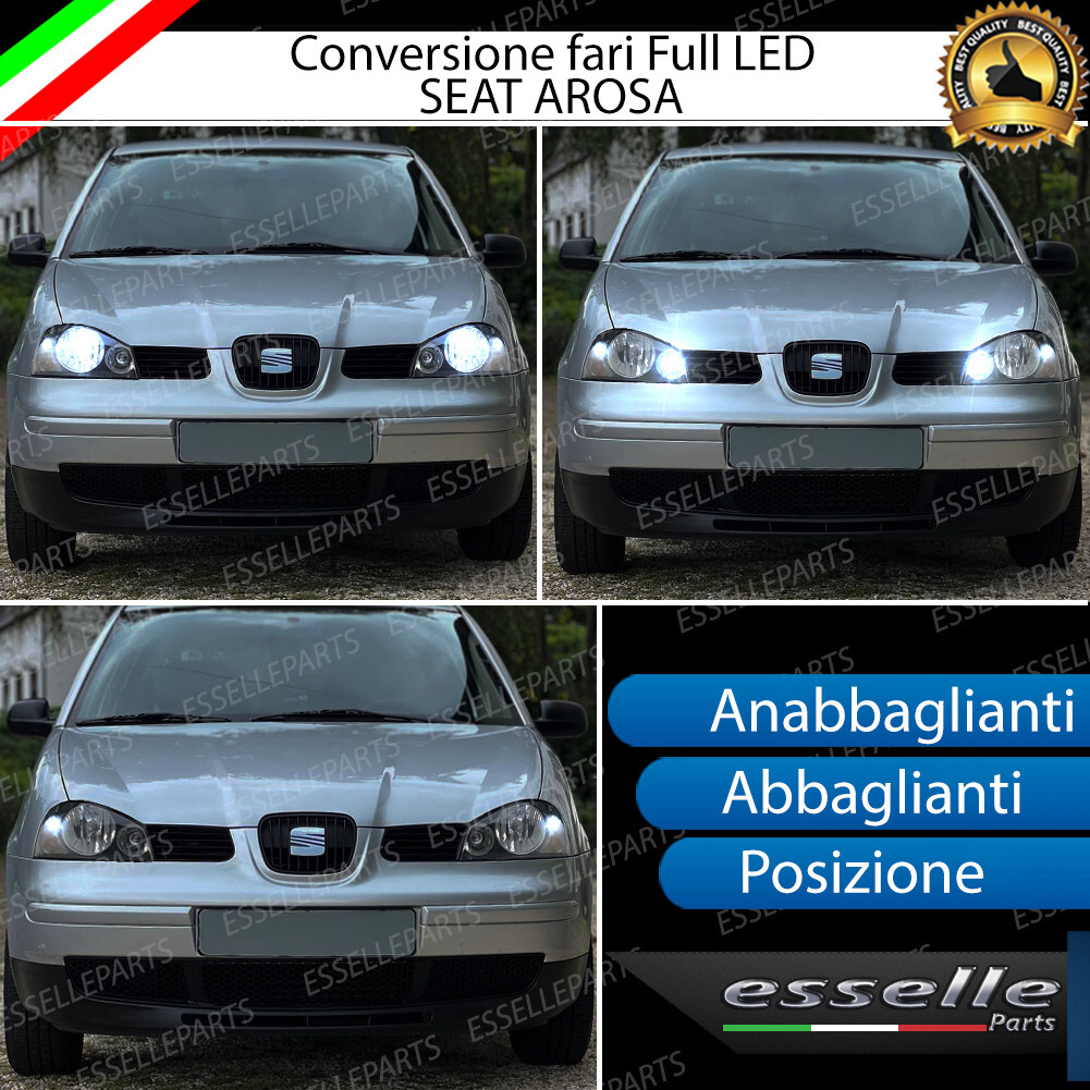 KIT FARI FULL LED PER SEAT AROSA CONVERSIONE COMPLETA LED 6000K BIANCO CANBUS