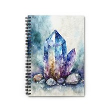 Crystal Watercolor Art Purple Hues Spiral Notebook, Ruled Line - Journal