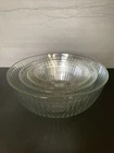 Pyrex Clear Glass Ribbed Mixing Nesting Bowl Set Of 4 USA/ 7401-02-03-04-S