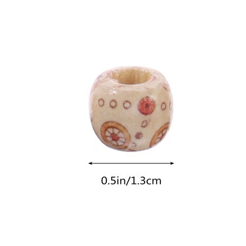 100pcs Natural Printed Wood Barrel Beads with Large Hole for Jewelry Making - Picture 10 of 10