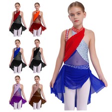 Kids Girls Dress Rumba Leotard Lyrical Dancewear Party Rompers Stage Dresses