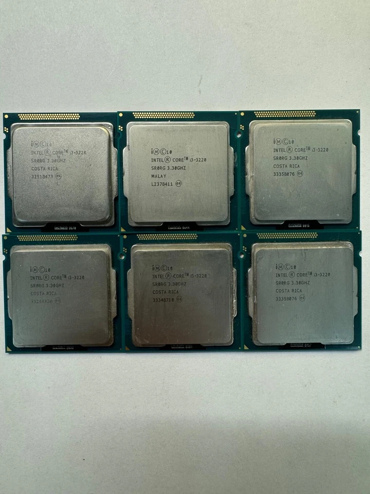 Lot of 6 Intel Core i3-3220 SR0RG 3.30GHz 2-Core FCLGA1155 5 GT/s 55 W 3MB - Image 2 of 4