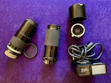 NIKON SLR BUNDLE  2 Lenses, 1 Flash, 1 Teleconverter  FREE Bag  Filter