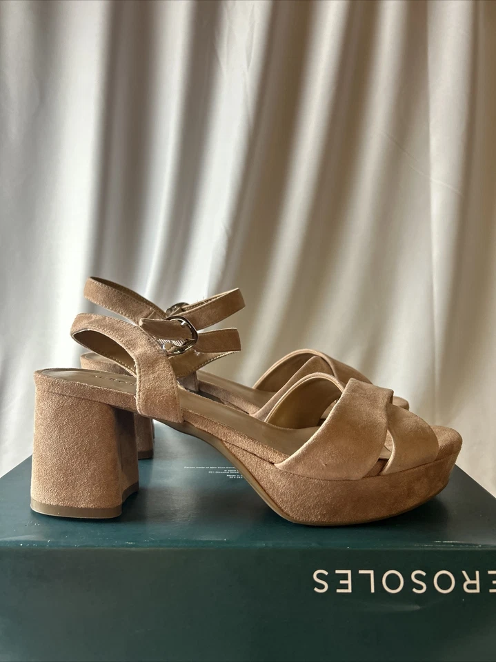 Aerosoles Cosmos Womens Pink Suede Heeled Strappy Sandals Size 9W - Imagem 2 de 4