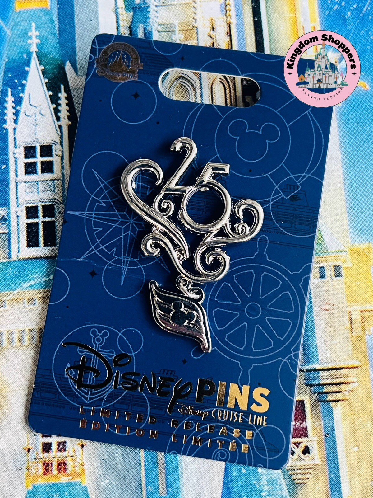 Disney Cruise Line 25th Anniversary Silver Dangle LR Pin