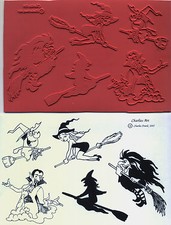 unmounted Halloween rubber stamps Charlie's Witches 5 images