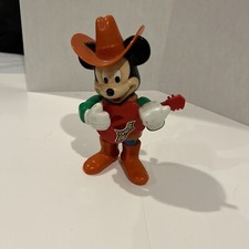Vtg. Disney Cowboy Mickey Mouse Strum'n Guitar Player Wind Up Movement Toy Illco