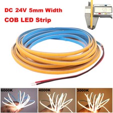24V COB LED Strip 5mm Width 400LED/m High Bright Flexible Tape Lights Room Decor
