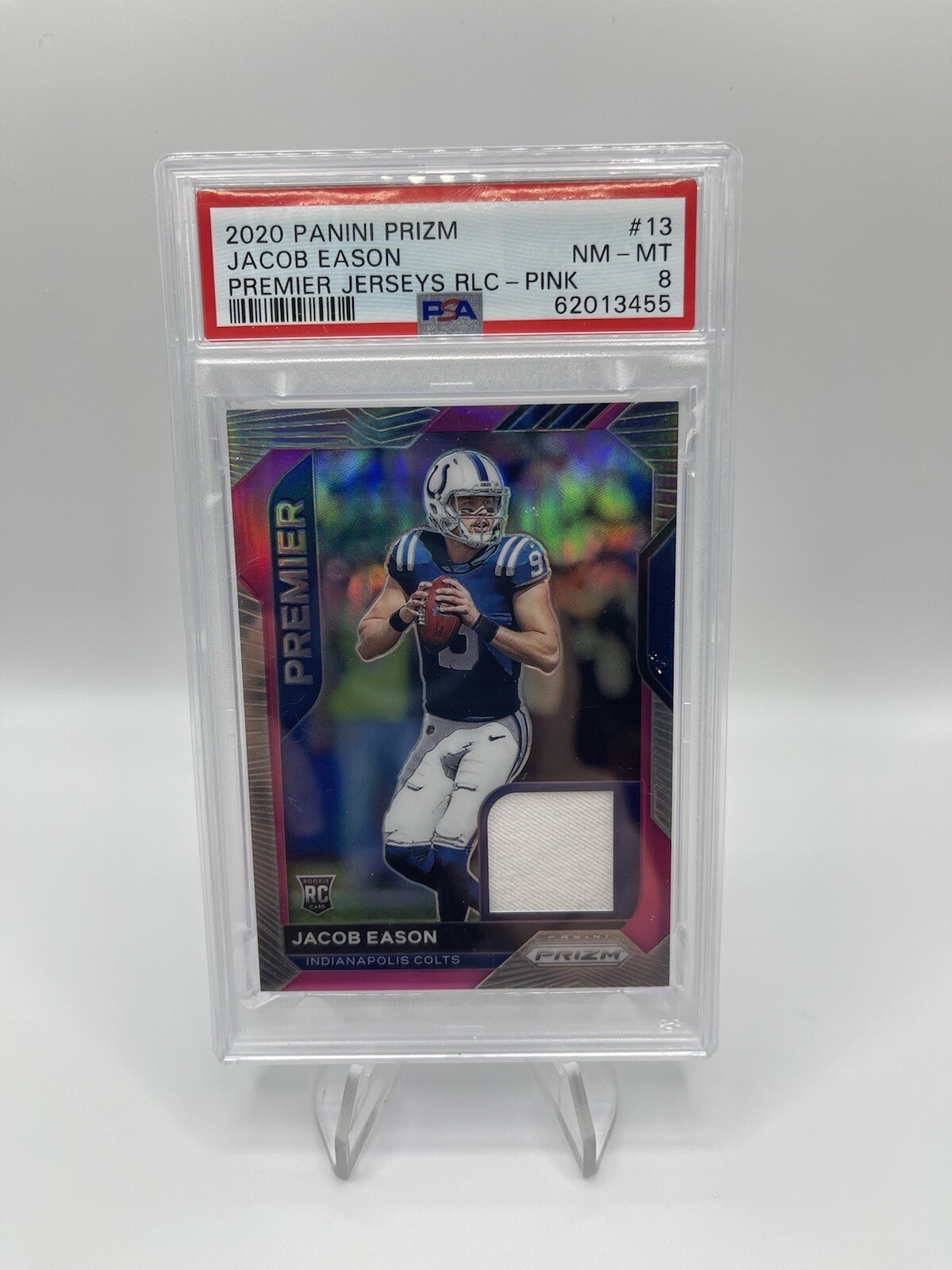 Jacob Eason 2020 Panini Prizm - Premier Jerseys Pink Prizm #13 (MEM, RC)