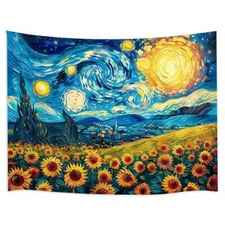 Sunflower Night Painting Wall Art Poster Abstract Fabric WITHOUT FRAME 36x24in