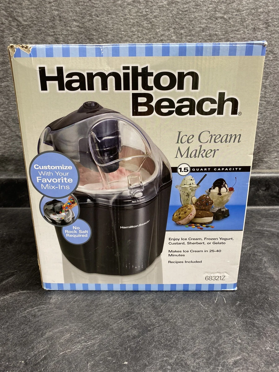 Ice Cream Maker Hamilton Beach 1.5qt Black No Rock Salt Needed