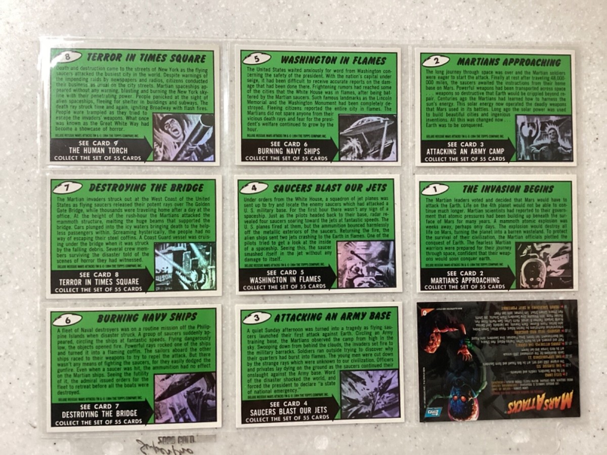 1994 Topps Mars Attack Deluxe Reissue Complete Set 1-55,56-66,67