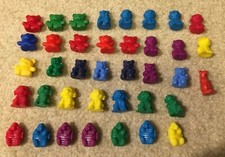 Plastic Animal Figures Mixed Lot 38 Counting Numbers Teddy Bear Cat Dog Turtle