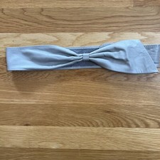 Vintage 1980s Light Gray Leather Bow Belt High Waist XXS to S Made in USA