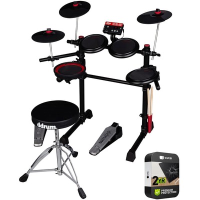 DDRUM DD EFLEX Complete Electronic Drum Set with Mesh Heads Black/Red Bundle ...