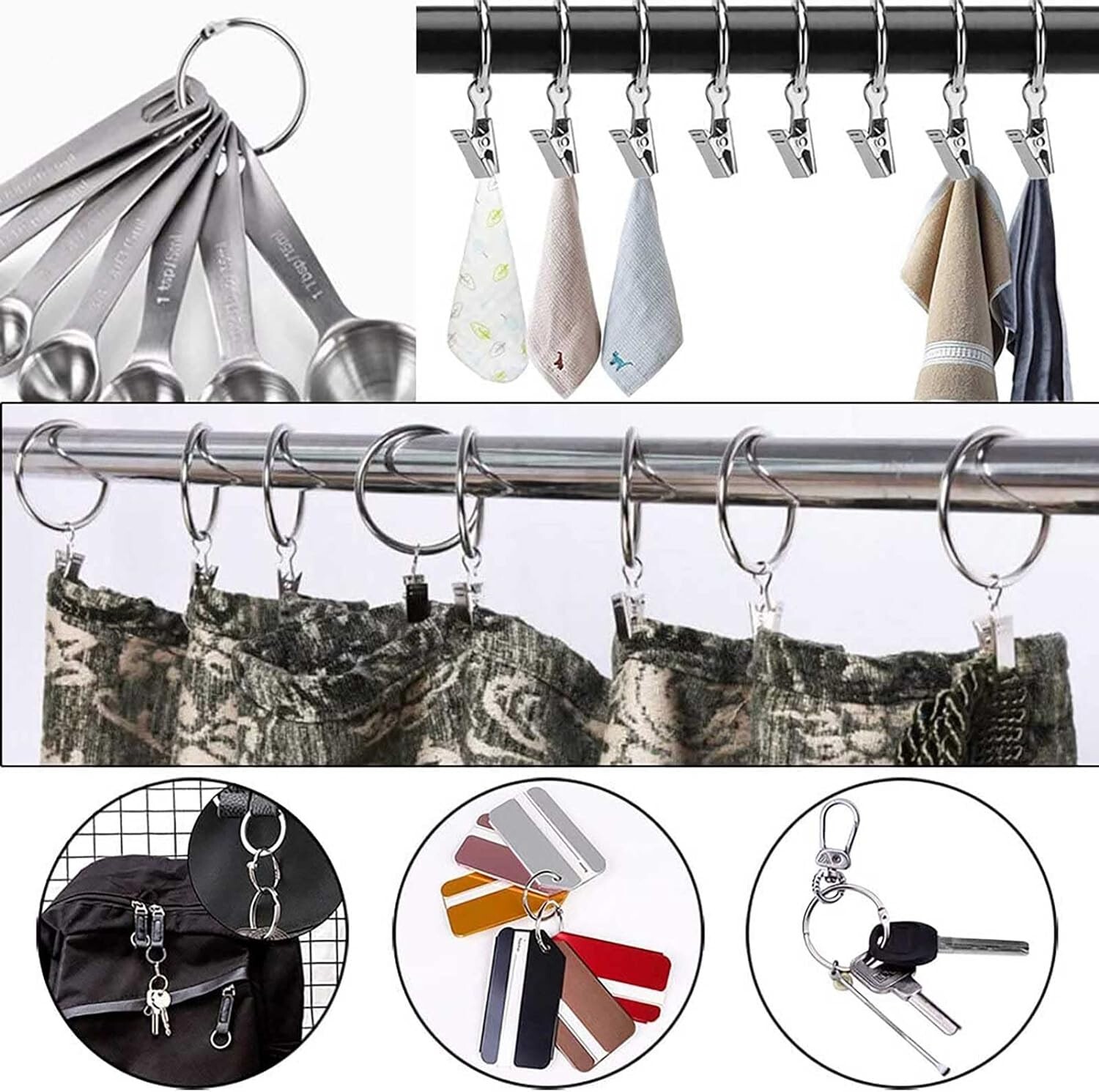 EBETA Vorhangringe Mit Clips 40-teilig - Metall Gardinenringe In Schwarz