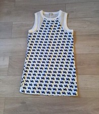 Oeuvre White Sheer & Geometric Print Tunic Dress Casual Holiday Boho Retro UK10