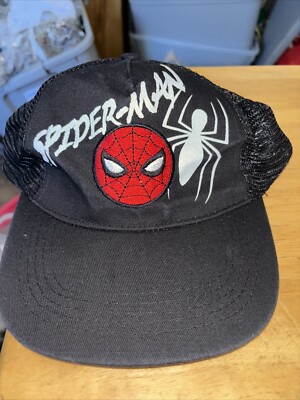 Spiderman Ball Cap Mesh Back Snapback Black Adjustable Marvel