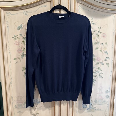 Aspesi Navy Cashmere Silk Crew Sweater 48