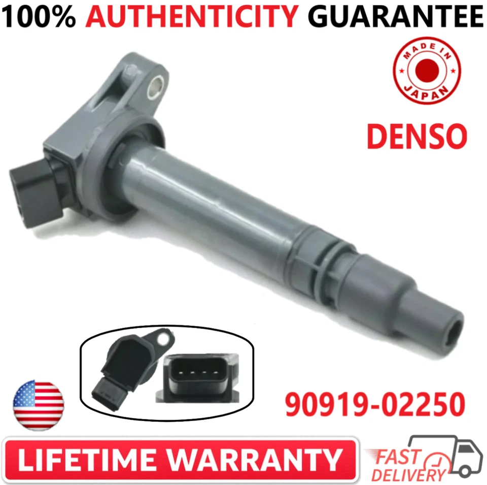 Новые оригинальные катушки зажигания x8 DENSO для Toyota Lexus I4 V6 V8 2005-2020 годов выпуска, 90919-02250 - Изображение 4 из 4