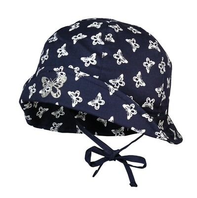 MaxiMo Bucket Hat Fischerhut UV 50 Schmetterlinge Glitzer Navy Gr. 47 49 51 NeU