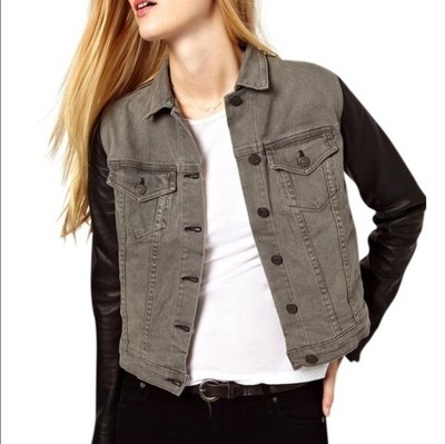 RAG \u0026 BONE Gray Black Leather Denim 