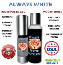 ALWAYS  WHITE - TEETH WHITENING KIT TOOTHPASTE GEL+MOUTH WASH DENTAL WHITENER 