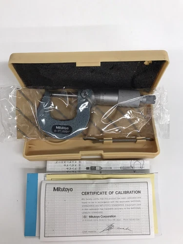 NEW! Mitutoyo 115-153 Micrometer 0-1" .0001" Range-Spherical Anvil, Flat Spindle