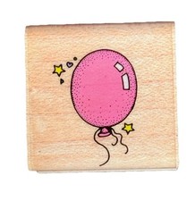 Single Mini Balloon Birthday Party Special Occasion Celebrate Wood Rubber Stamp