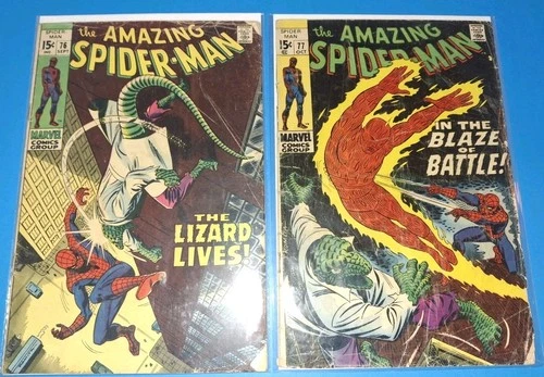 Amazing Spider-Man #76 #77 (1969) Lot Lizard G/VG-  Silver Age Marvel 🦎 🦎