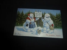 A THIELE SNOWMAN POSTCARD-MUSICAL COUPLE TO ENTERTAIN YOU-GERMANY
