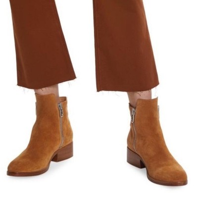 NWT 3.1 Phillip Lim Alexa tobacco camel tan suede double zip stacked heel bootie