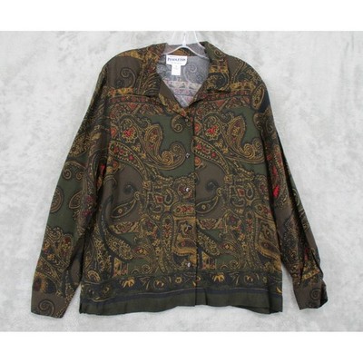 Vintage Pendleton Blouse Womens 12 Paisley Western Bohemian Equestrian Button