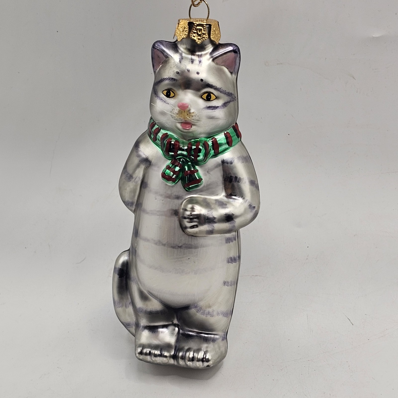 Cat Kitten Christmas Tree Ornament NWT Blown Glass