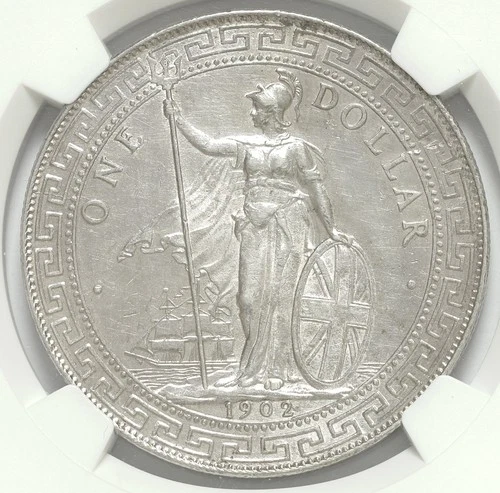 GREAT BRITAIN 1 TRADE DOLLAR 1902-B NGC UNC DETAILS
