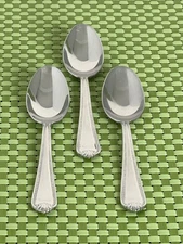 Lenox BEAD Stainless 3 Teaspoons 18/10 Glossy Plume Flatware - 6 1/2"