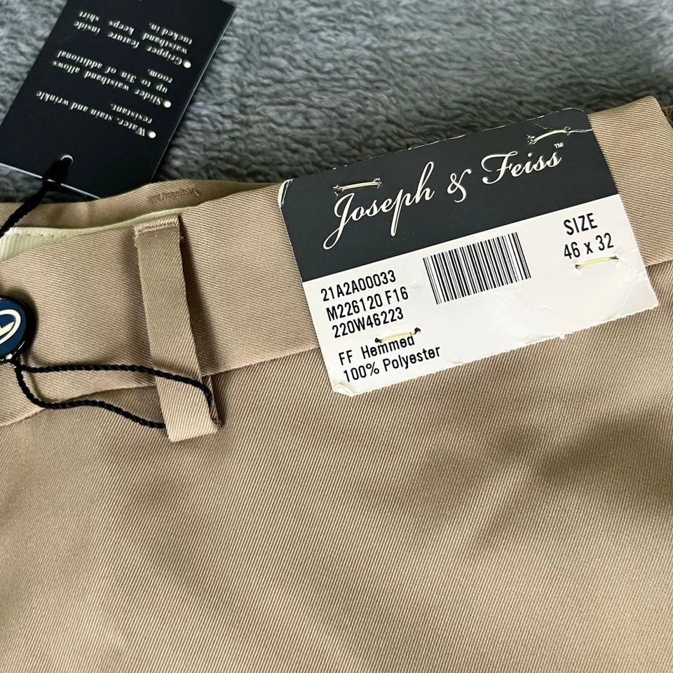 Pantalones de vestir para hombre Joseph & Feiss beige 46x32 frente plano poliéster - nuevos con etiquetas Foto 3 de 4