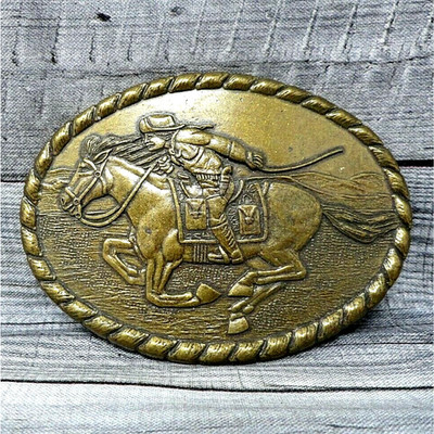 Pony Express Rider Belt Buckle Wild West Vintage 80s Commemorative .B160