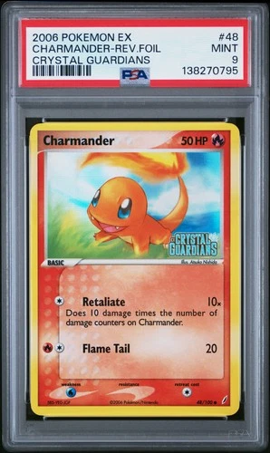 2006 POKEMON EX CRYSTAL GUARDIANS #48 CHARMANDER-REVERSE FOIL PSA 9