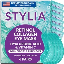Stylia Under Eye Patches Marine Collagen Retinol Vitamin C Hyaluronic 6 Pairs