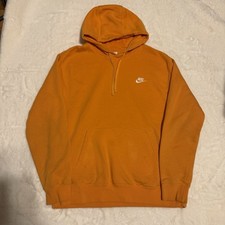 Men  s Nike Sportswear Club Fleece Size Large Embroidered Orange Hoodie 24in
