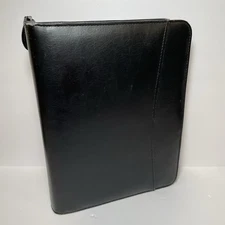 Franklin Covey Black Classic Planner 7 Ring Leather Look Zipper Up Closure ￼
