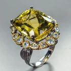 Handmade 28 ct+ Natural Lemon Quartz Ring 925 Sterling Silver Size 8 /R462954