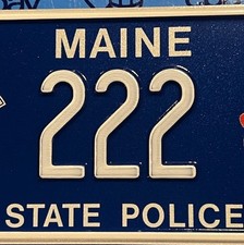 LICENSE PLATE PLATES  MAINE STATE POLICE  222