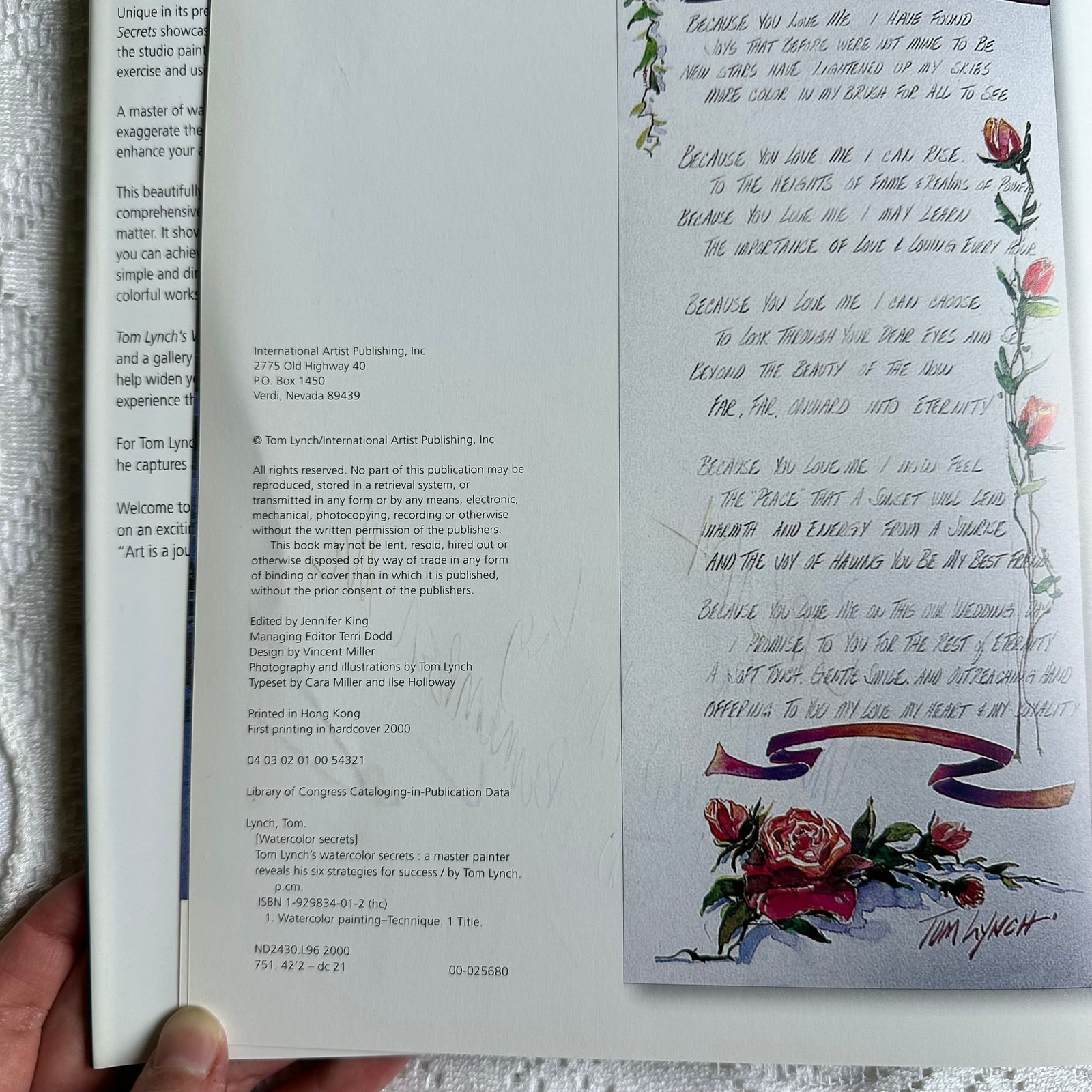 SIGNED COPY of Tom Lynch's Watercolor Secrets Hardcover Book 