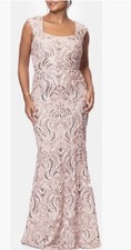 Lace Mother of the Bride Dress Beige Pink Cap Sleeve Formal Gown